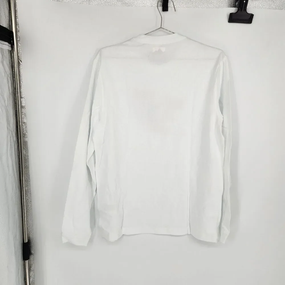 NWT J Crew Men's Small White U.S Ski Long Sleeve Graphic Tee Premium Weight